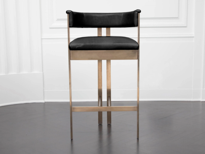 ELLIOTT - Upholstered metal barstool with armrests _ Kelly Wearstler